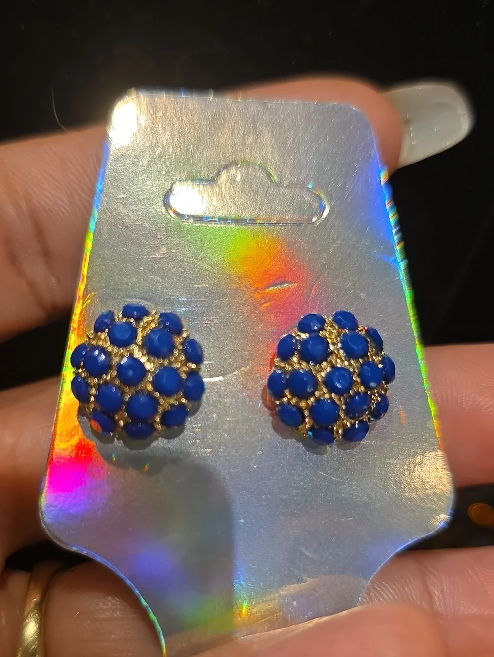 Blue Dome Cluster Stud Earrings by